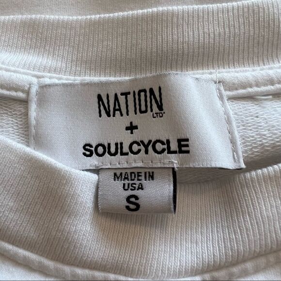 NATION x soulcycle White Cropped Crewneck Sweatshirt size S - Picture 4 of 6
